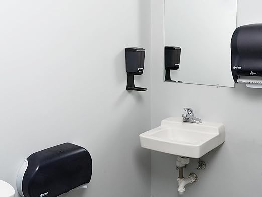 San Jamar Classic Plastic Manual Soap Dispenser, Hand Sanitizer Dispenser, Lotion Dispenser with Universal Compatibility for Home, Bathroom, Kitchen, Restooms, Restaurants, 30 Ounces, Black Pearl