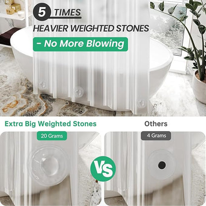 AmazerBath Long Stall Shower Curtain 36x84 Inches, Walk in Shower Curtain Plastic, Clear Shower Stall Curtain Heavy Duty Thick PEVA, Narrow Curtain with 2 Weighted Stones and 6 Grommet Holes