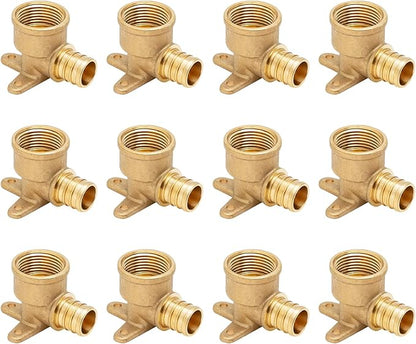 SUNGATOR 12-Pack 3/4" Pex Drop Ear Elbow, No Lead Brass, 3/4 Inch Pex Fittings