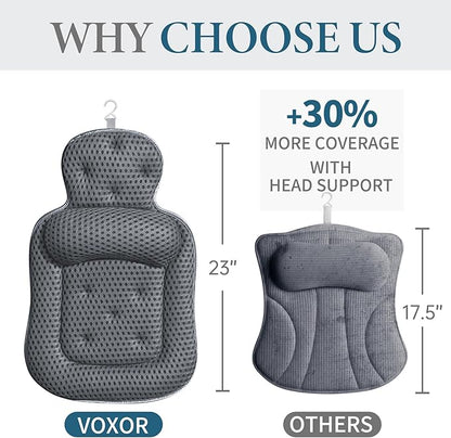 Bath Pillows for Tub, Extra Large Bathtub Cushion for Head and Neck with Soft 5D Mesh Fabric and 54 Non-Slip Suction Cups, Relaxing Tub Shower Accessories Spa Gifts