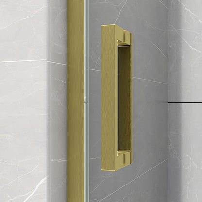 Sunrosa Semi-Frameless Glass Shower Door, 47 2/8" -48" W x 76" H Single Sliding Shower Door, Shower Door with Tempered Glass 5/16"(8mm), Brushed Gold