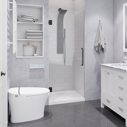 ANZZI 70" x 24" Frameless Shower Door in Gun Metal Black, Passion Water Repellent Glass Shower Door with Seal Strip Parts and Handle, 5/16 Glass Hinged Shower Door with Handle (SD-AZ09-01GB)