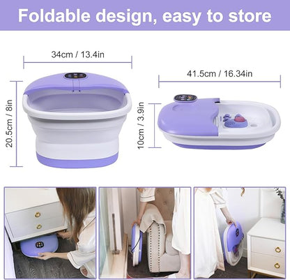 Collapsible Foot Spa Bath Massager with Heat Bubbles and Vibration Massage and Jets, 16OZ Tea Tree Oil Foot Soak Epsom Salt, WHALSTAR Foot Bath Bucket With Red Light & Remote