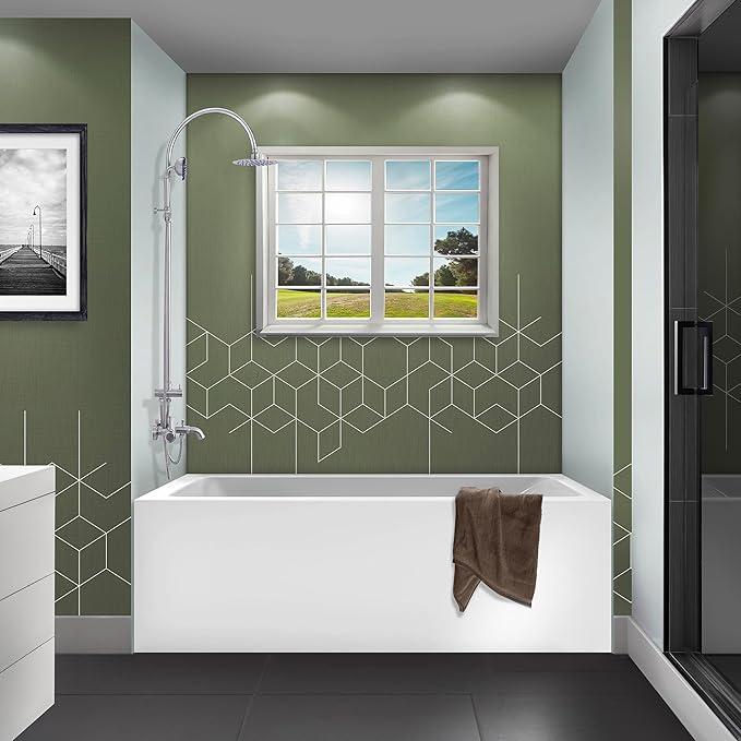 Fine Fixtures Acrylic, Fiberglass Alcove Soaking Bathtub with Integral Apron Front - Drain Included (72" x 32", Left Hand, White)
