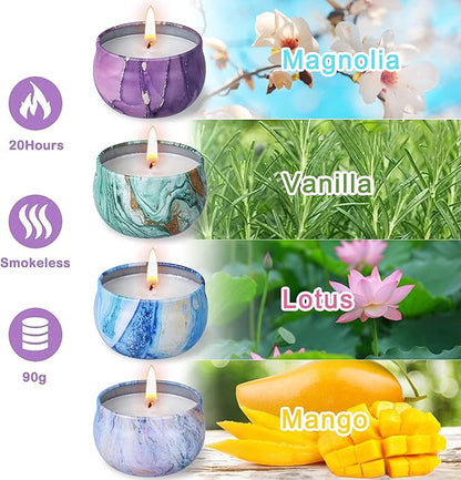 Bath Bombs Gift Set - 5 Large Fizzy Spa Bombs with 4 Scented Candles for Women - Moisturizing Bubble Bath with Essential Oils for Valentine's, Birthday Gifts