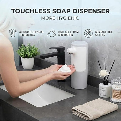 Automatic Soap Dispenser Touchless 15.2oz with Smart Sensor, USB Rechargeable, Hands Free Soap Dispenser for Bathroom & Kitchen