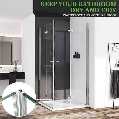 Bathroom Shower Glass Door Side Seal Strips, Length 78 Inch 2PCS Transparent PVC Door Side Seall Strips with Magnetic Stripe for 3/8" (10MM) Thick Framless Glass Panel