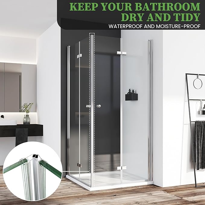 Bathroom Shower Glass Door Side Seal Strips, Length 78 Inch 2PCS Transparent PVC Door Side Seall Strips with Magnetic Stripe for 1/4" (6MM) Thick Framless Glass Panel