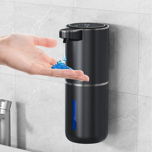 Automatic Soap Dispenser Touchless,Liquid Soap Dispenser 4-Level Adjustable Hands-Free Wall Mount Soap Dispensing for Bathroom and Kitchen Black