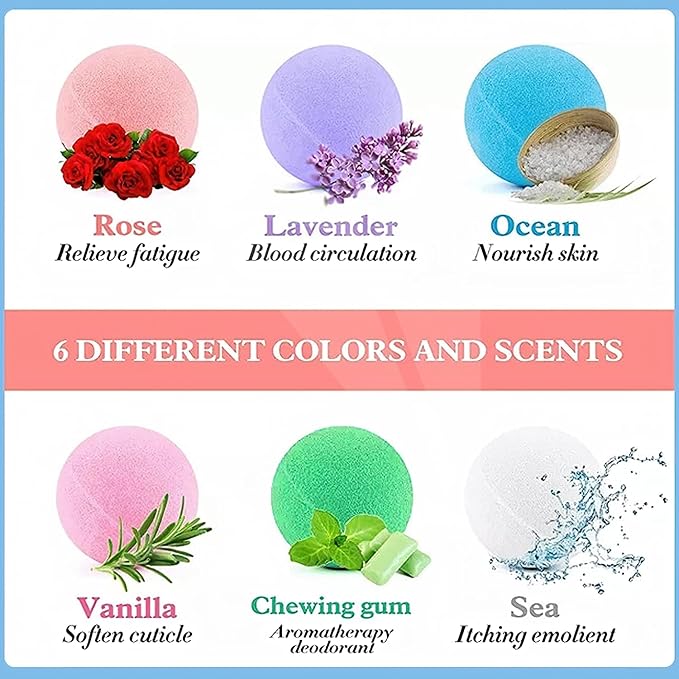 Bath Bombs Gift Set 6 Pack with Essential Oils & Plant Extracts, Luxury Fizzy Bath Bombs for Moisturizing Relaxation Aromatherapy, Christmas Valentine Mothers Day Spa Gifts for Women Men Her Him