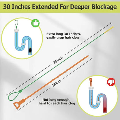 Kelly's Collection 30 Inch Drain Snake Hair Clog Remover Tool, Anti-Break Sink Snake Drain Cleaner Tool for Bathroom Sink Tub, Shower, Pipe Drain(5 Pack)