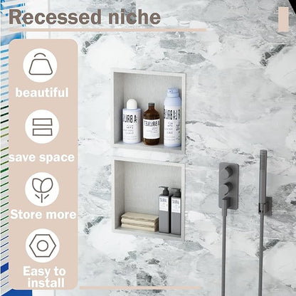 No Tile Needed Shower Niche for Bathroom Storage,Recessed Wall Niche,Shower Shelf,Stainless Steel (Brush, 12 * 12 in)