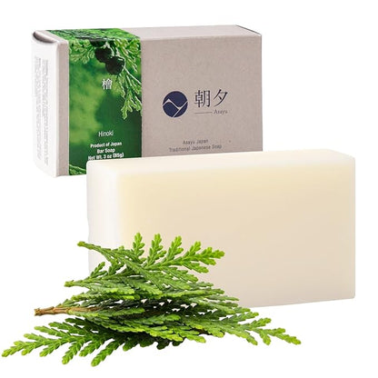Asayu Japan Body Soap - 1 Bar, 85g, For Men and Women, Gentle on All Skin Types (Hinoki)
