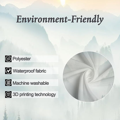 Riyidecor Small Stall Mountain Shower Curtain 36Wx72H Inch RV Narrow Green Yellow Sunset Sunrise Scenery Greenery View Landscape Woodland Bathroom Decor Fabric Polyester Waterproof 7 Pack Hooks