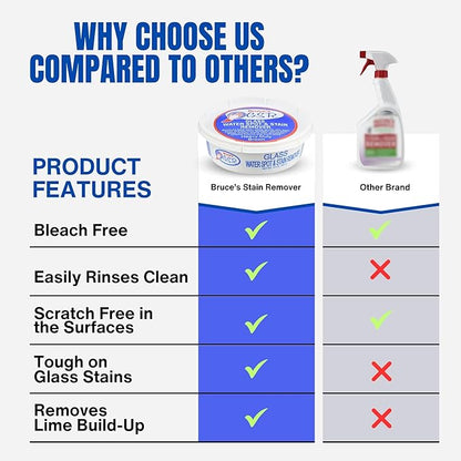Bruce's GSR Heavy Duty Glass Water Spot Remover for Shower Glass Cleaner - Hard Water Stain Remover & Shower Door Cleaner - Removes Dirt, Soap Scum, Toilet Ring & Hardwater Mineral Stains (10 oz)