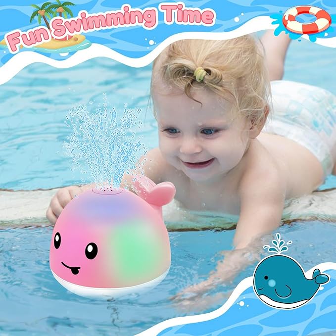 Baby Bath Toys 6-12 Months - Rechargeable Toddla Whale Bath Toys Sprinkler Light Up Pool Bathtub Tub Toys for Toddlers Infants Kids Ages 1-3 2-4 3-5 Spray Water Baby Easter Birthday Shower Gifts