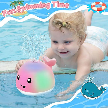 Baby Bath Toys 6-12 Months - Rechargeable Toddla Whale Bath Toys Sprinkler Light Up Pool Bathtub Tub Toys for Toddlers Infants Kids Ages 1-3 2-4 3-5 Spray Water Baby Easter Birthday Shower Gifts