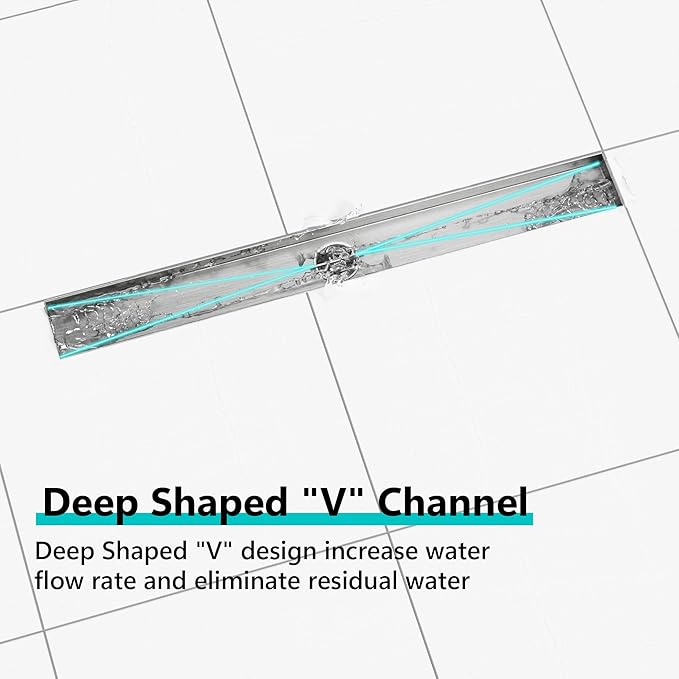 Neodrain 36-Inch Linear Shower Drain with Tile Insert Grate, Professional Brushed 304 Stainless Steel Rectangle Shower Floor Drain Manufacturer, Linear Drain with Shower Drain Base