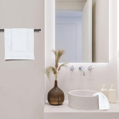 Belizzi Home Ultra Soft Cotton 6 -Piece Hand Towel Set 16x24, Ideal for use in Bathroom, Kitchen, Gym, Spa - Compact, Eco-Friendly, Lightweight - Multi Purpose Hand Towels - White
