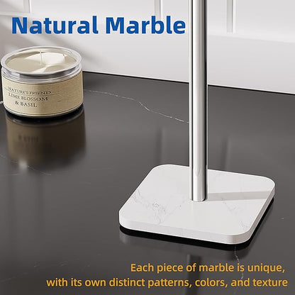 RUACQ Hand Towel Holder, T-Shape Free Standing Hand Towel Holder Stand with Marble Base, 304 Stainless Steel Hand Towel Stand for Bathroom Kitchen Vanity Countertop(Chrome)