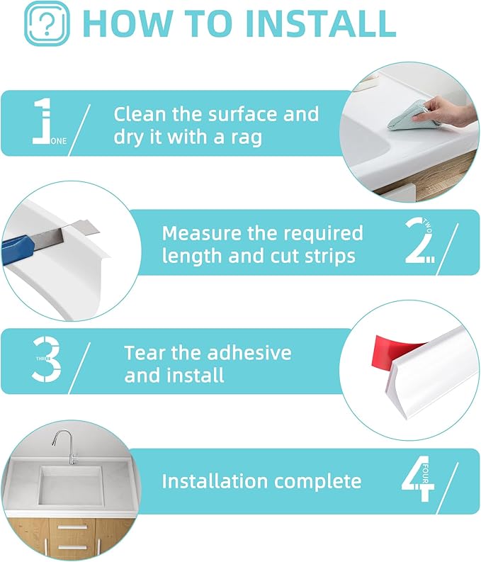 Shower Threshold Water Dam,Walk in Shower Water Guard, Shower Dam Water Barrier Bathroom Sink Splash for Dry And Wet Separation Caulk Seal Strip Edge Trim (78Inch, White)