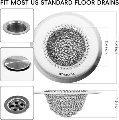 Bathtub Drain Hair Catcher, Fast Drainage Shower Drain Hair Catcher, Reversible 304 Stainless Steel Drain Protector for Pop-Up and Regular Drains of Bathroom(Patented Product)