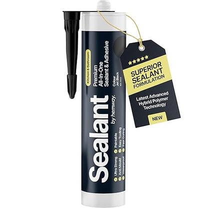 Jet Black Kitchen Bathroom Hybrid Polymer Sealant Adhesive 13.1oz All in One Waterproof Weatherproof Joint Paintable Indoor Outdoor Bath Shower Sink Window Board Door RV Roof Wood Leak - 1 Pack