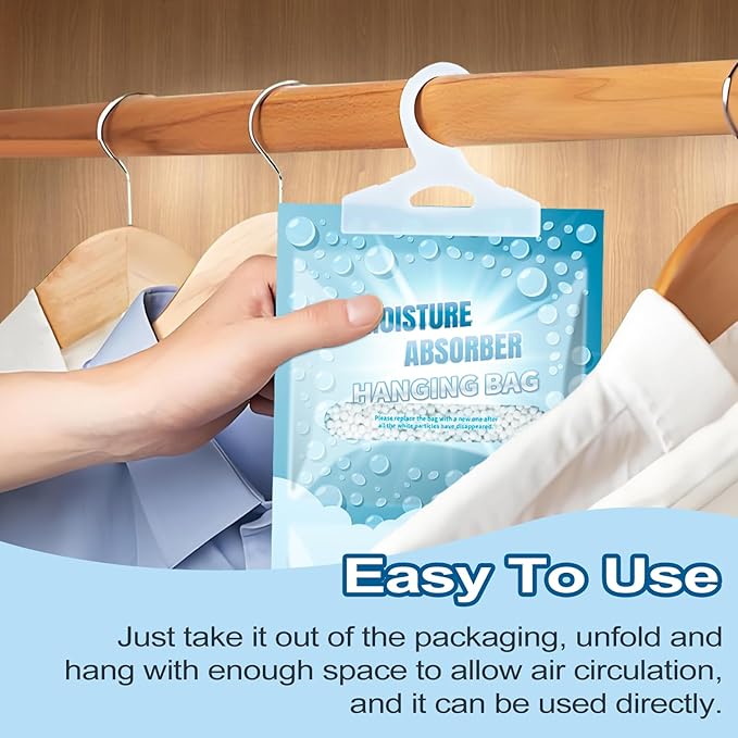 Moisture Absorbers Packets - Hanging Moisture Absorbers Dehumidifier Bags for Closet Bathroom Kitchen, Fragrance Free Humidity Absorber Packs, Removes Moisture & Odors, 20 Pack