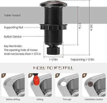 Garbage Disposal Air Switch Kit Sink Top Waste Disposal Long Stainless Steel Oil Rubbed Bronze On/Off Air Button Food and Waste Disposals Part by Etoolcity, UL Listed