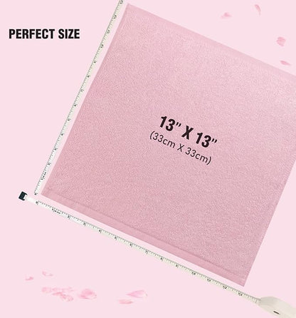 Washcloths 12 Pack 13" x 13" - Soft Wash Cloths for Your Face Towel, Wash Cloths for Your Body (White+Pink)