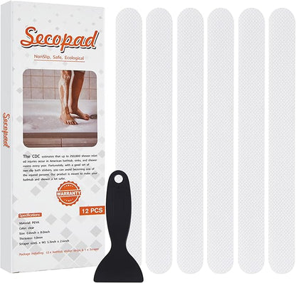 Anti Slip Shower Stickers, Safety Bathtub Strips Adhesive Decals with Premium Scraper for Bath Tub Shower Stairs Ladders Boats