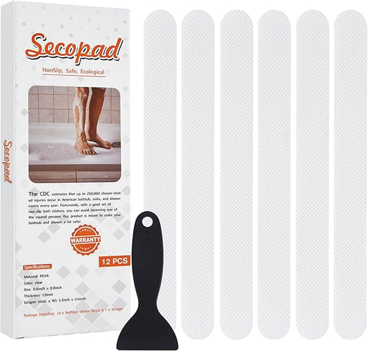 Anti Slip Shower Stickers, Safety Bathtub Strips Adhesive Decals with Premium Scraper for Bath Tub Shower Stairs Ladders Boats