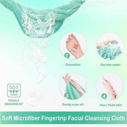 Nugilla Makeup Remover Cloth 12 x 12 Inch, Reusable Makeup Remover Towels for Washing Face, 6 Pack Washable Microfiber Face Cloth Fast Drying Washcloth, Green