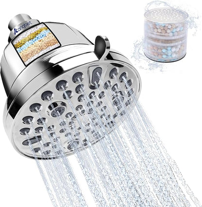 Filtered Shower Head, Water Softener Shower Head with Filter for Hard Water | High Pressure Filtered Head for Healthier Hair Skin Reduce Hair Shedding, Protect Colored Hair, Soothe Dry Skin
