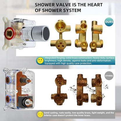 Digital Display Shower Valve Shower Valve Single Way Shower Diverter Valve Shower Mixing Valve Can Use All the Time Polished Chrome