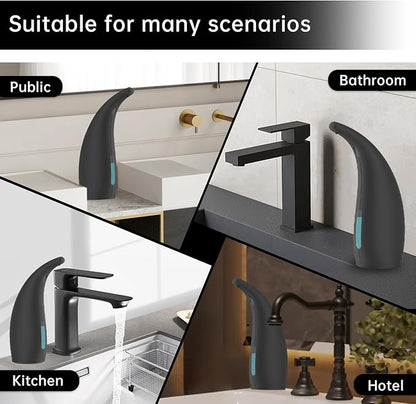 Automatic Soap Dispenser Touchless,300ML Hand & Dish Countertop Electric Liquid Rechargeable Dispenser with Sensor,Modern 4 Gear Adjustable Waterproof Kitchen Auto Soap Pump（Black）