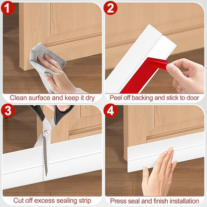 MYFAMIREA Door Weather Stripping 3IN (W) x 20FT (L) Door Draft Stopper Seal Tape Silicone Seal Strip Self Adhesive Shower Sweep Insulation Tape Side Bottom Strip for Sliding Glass Window Gap, White