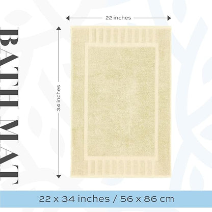 White Classic Luxury Bath Mat Floor Towel Set - Absorbent Cotton Hotel Spa Shower/Bathtub Mats [Not a Bathroom Rug] 22"x34" | 2 Pack | Beige