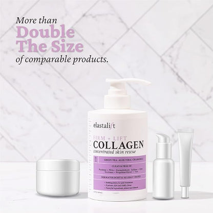 Elastalift Collagen Cream Fragrance Free Body Lotion & Face Moisturizer For Women & Men | Collagen Lotion | Skin Tightening Cream | Skin Firming + Tightening Lotion | Crepey Skin Care Treatment, 2PC