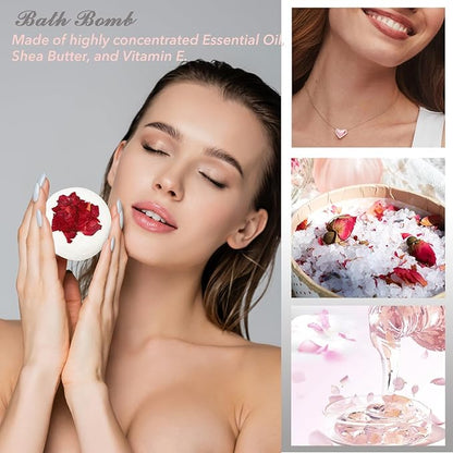 25Pcs Christmas Gifts for Women - Luxury Bath and Body Spa Gift Basket for Women with Necklace | Relaxing Care Kit Valentine's Mothers Day Gifts for Mom Gift Baskets for Anniversary or Bridal Shower