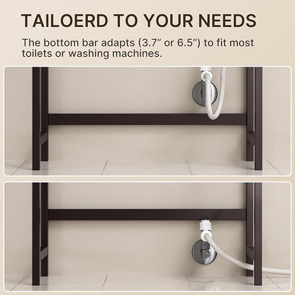 Gizoon Over The Toilet Storage, 3 Tier Bamboo Bathroom Organizer with Adjustable Shelf, Freestanding Above Toilet Stand, Bathroom Storage Shelf Rack