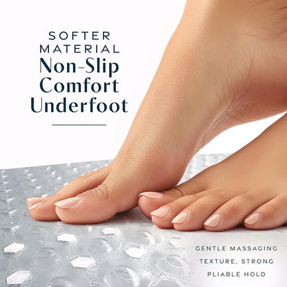 SlipX Solutions Power Grip Bathtub Safety Mat | Precision Grip Technology for Longer, Stronger, & Softer Wet Surface Protection | Transparent 39"x16"