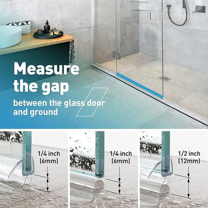 Shower Door Bottom Seal, 2 PCS 1/2"" x 36"" Shower Door Sweep for 1/2 Inch Glass, Frameless Glass Shower Door Seal Strip - Stop Shower Leaks and Create a Water Barrier, Clear