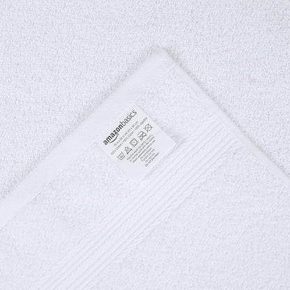 Amazon Basics 6 Piece hand towels for bathroom, Fade Resistant 100% Cotton Hand Towels, soft absorbent bathroom hand towels 6 - Pack (26''x16''), White