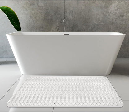 Extra Large Shower Mat, Yonala 47.2 x 31.5 Inch Non Slip Shower Mats for Inside Shower with Drain Hole and Suction Cups, Soft Trimmable TPE Anti Slip Shower Mat for Walk in Shower Stall, Heavy Mat
