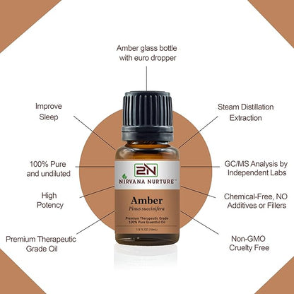Amber Essential Oil 100% Pure Premium Therapeutic Grade, Undiluted