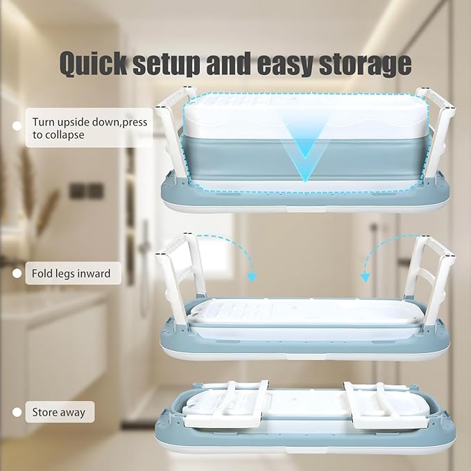 Portable Bathtub for Adult, Large Collapsible Tub, Portable Tub for Adults, Tub for Shower, Sweat Steaming Spa Sweat Steaming Bathtub, Effortless Folding Bathtub, Hot Bath, Ice Bath 50 in