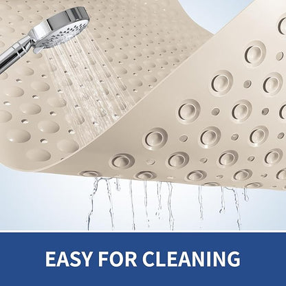 OTHWAY Large Shower Mat 34"x 23", TPE Non Slip Shower Mat for Walk in Shower Stall, Inside Shower Mats with Drain Holes Suction Cups, Anti-Slip for Elderly Kids (Apricot)