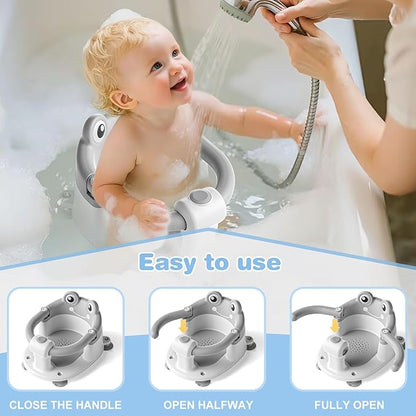 Baby Bath Seat for Babies 6 Months & up Non-Slip Toddler Bath Seats for Sitting Up Infant Bathtub Chair with Suction Cups and Soft Cushion for Baby Shower Tub Seat