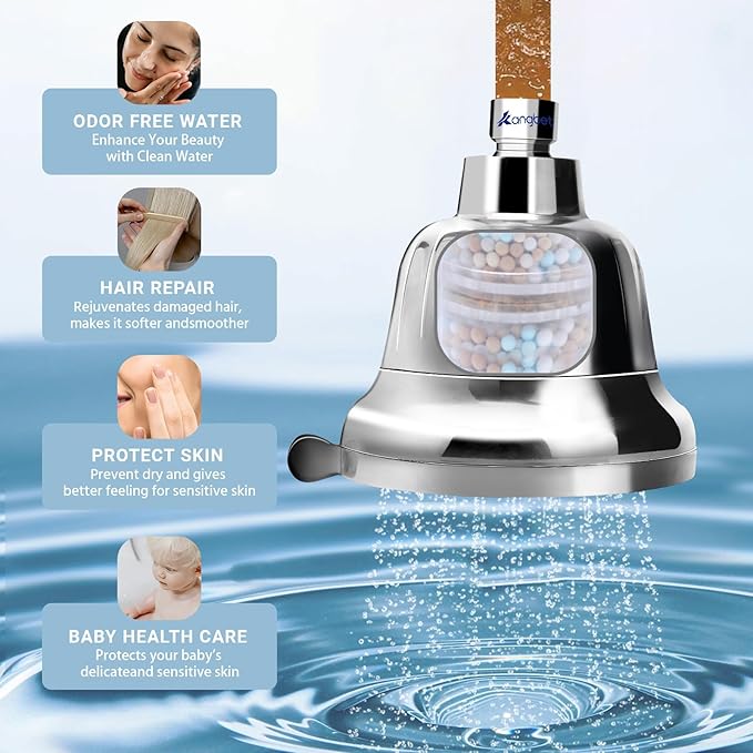 Filtered Shower Head | Shower Head Filter for Hard Water | Improves Skin & Hair by Reducing Chlorine & Heavy Metals from Hard Water-Chrome
